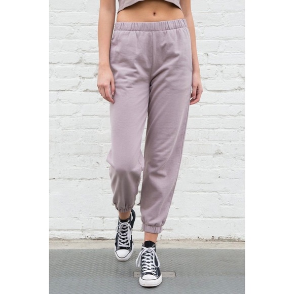 Brandy Melville Pants - Brandy Melville Rosa Sweatpants in Purple Taupe